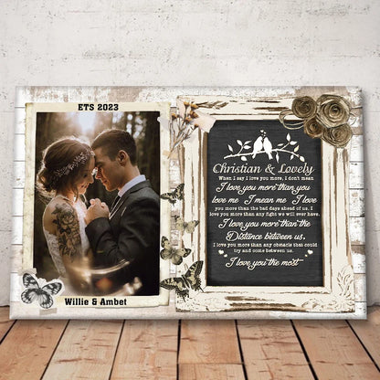 I Love You Most Personalized Couple Canvas / Poster Wall Art - Custom Photo Wedding Anniversary Gift for Wife Husband