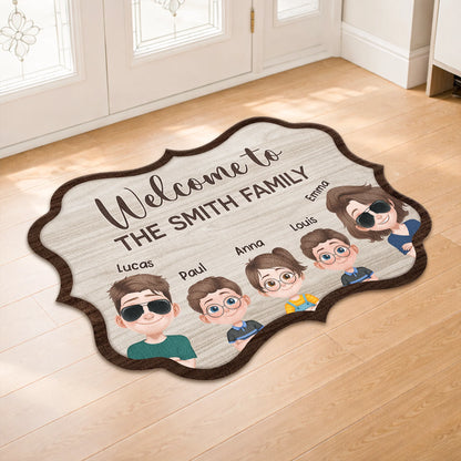 Welcome to The Family Personalized Shaped Doormat - Custom Family Name Welcome Mat for Housewarming