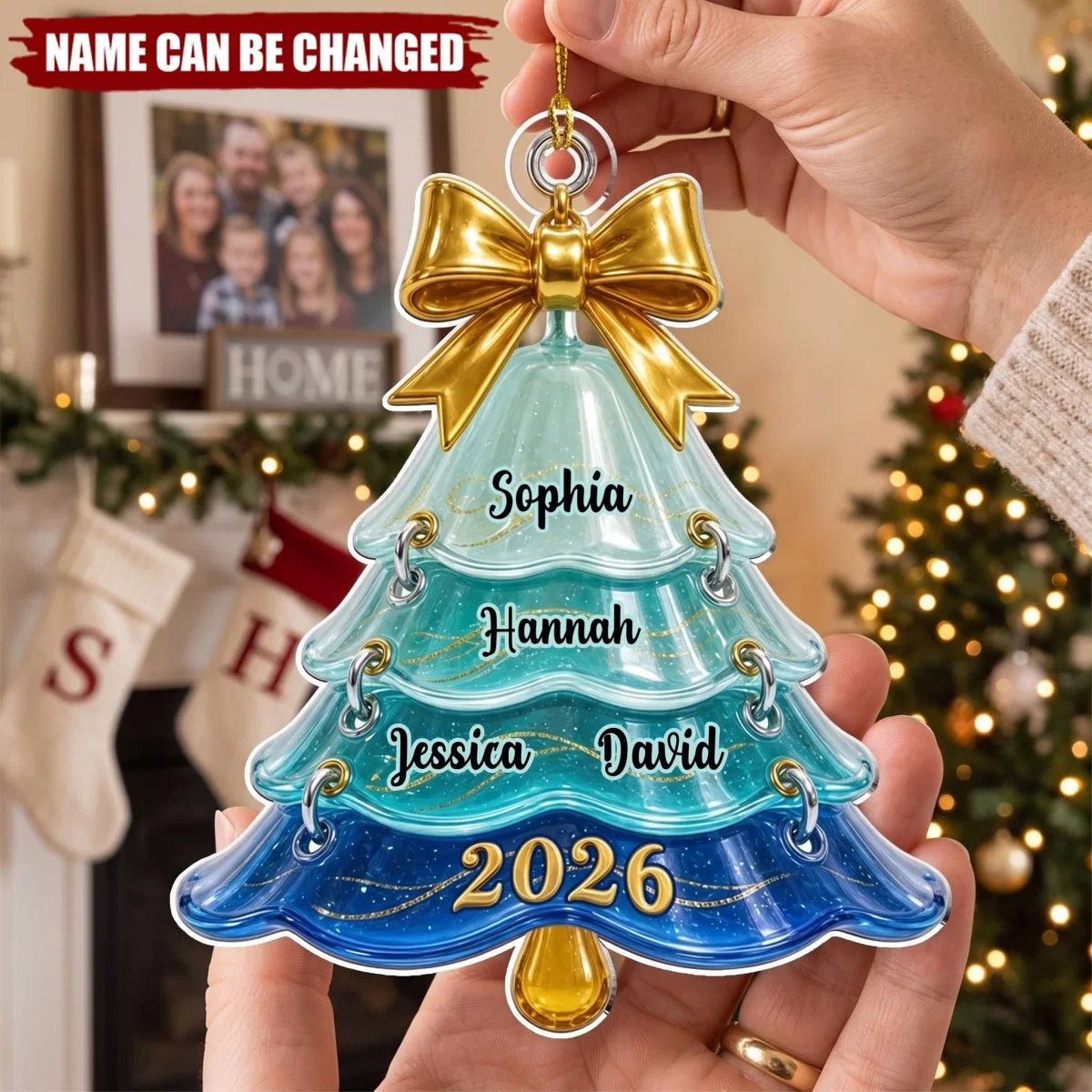Personalized Family Christmas Acrylic Ornament - Custom Tree Name Keepsake Decor