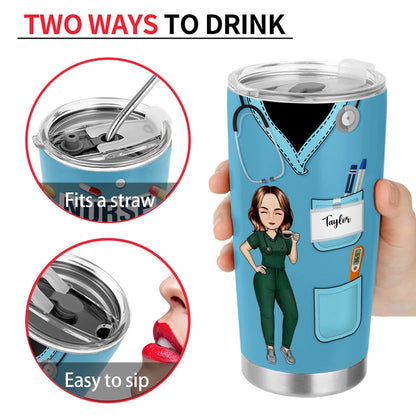 Tumbler material and size view - Personalized Nurse Tumbler