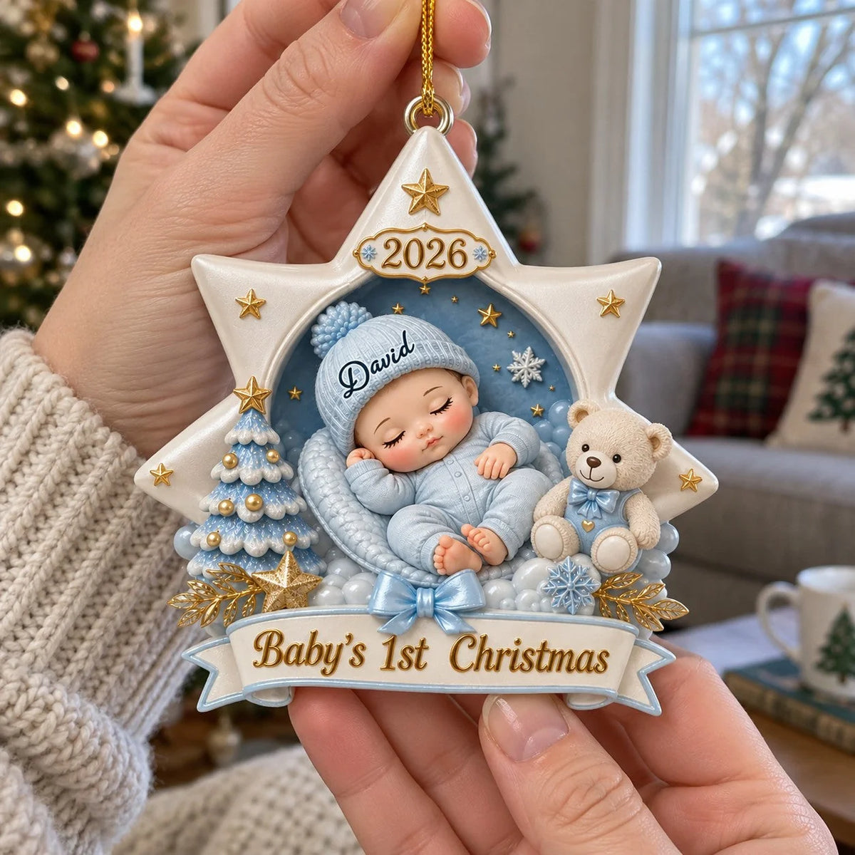 Baby's 1st Christmas Personalized Wooden Ornament - Newborn Holiday Keepsake