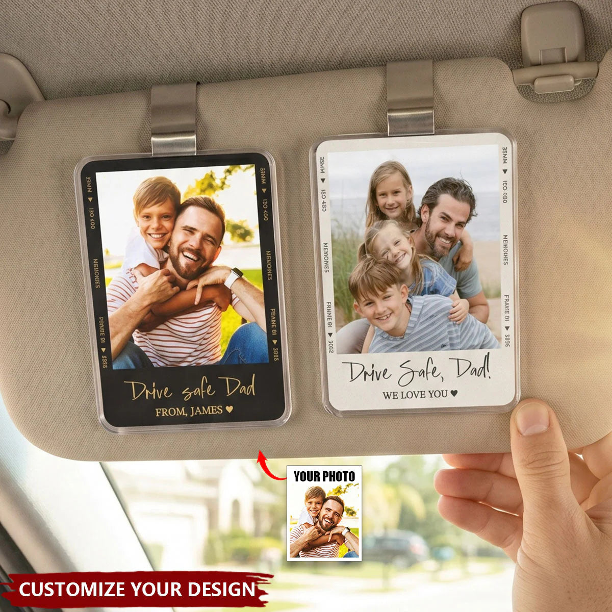 Custom photo drive safe dad car visor clip - personalized gift for dad or husband