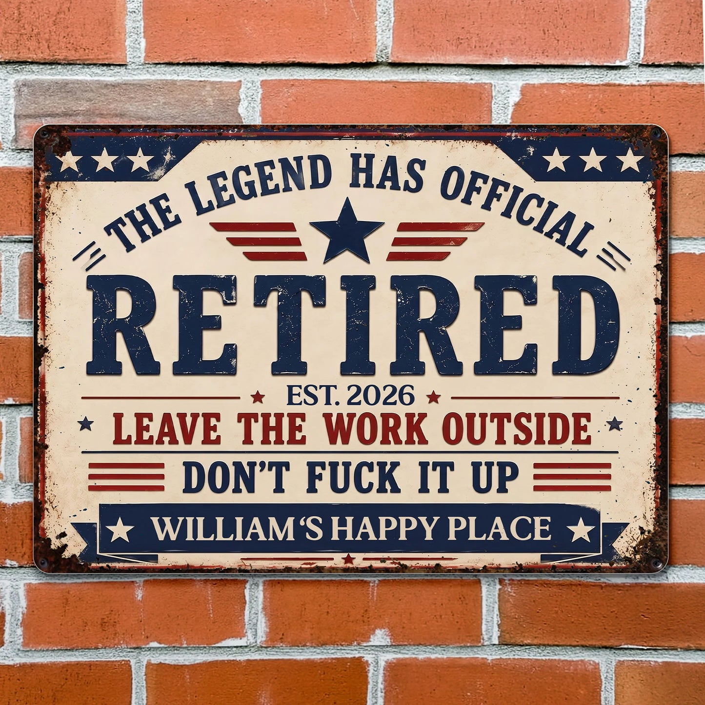 Custom Retirement Metal Sign personalization view for Dad