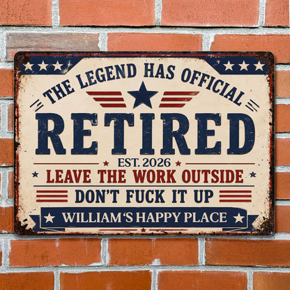 Custom Retirement Metal Sign personalization view for Dad