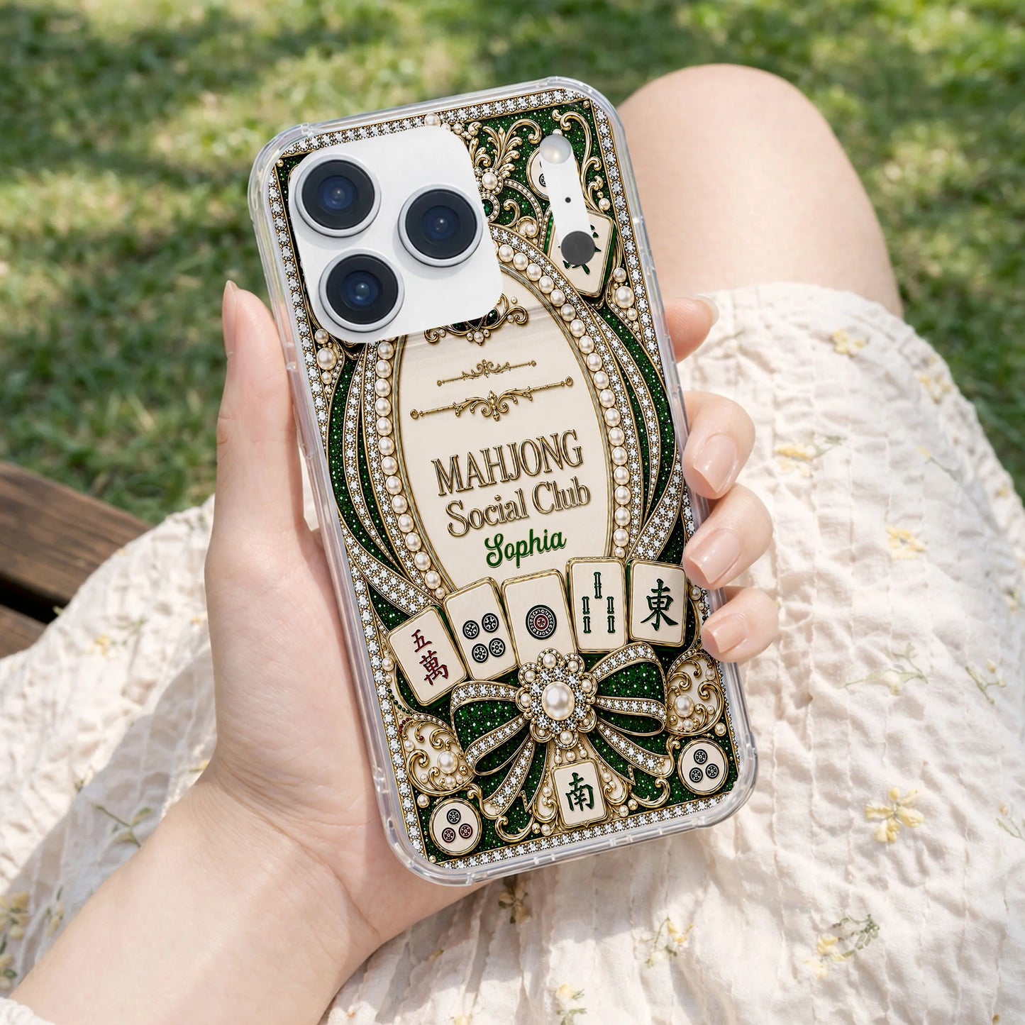 Personalized Mahjong Clear Phone Case for Mom with personalized design details for meaningful gifting image 9