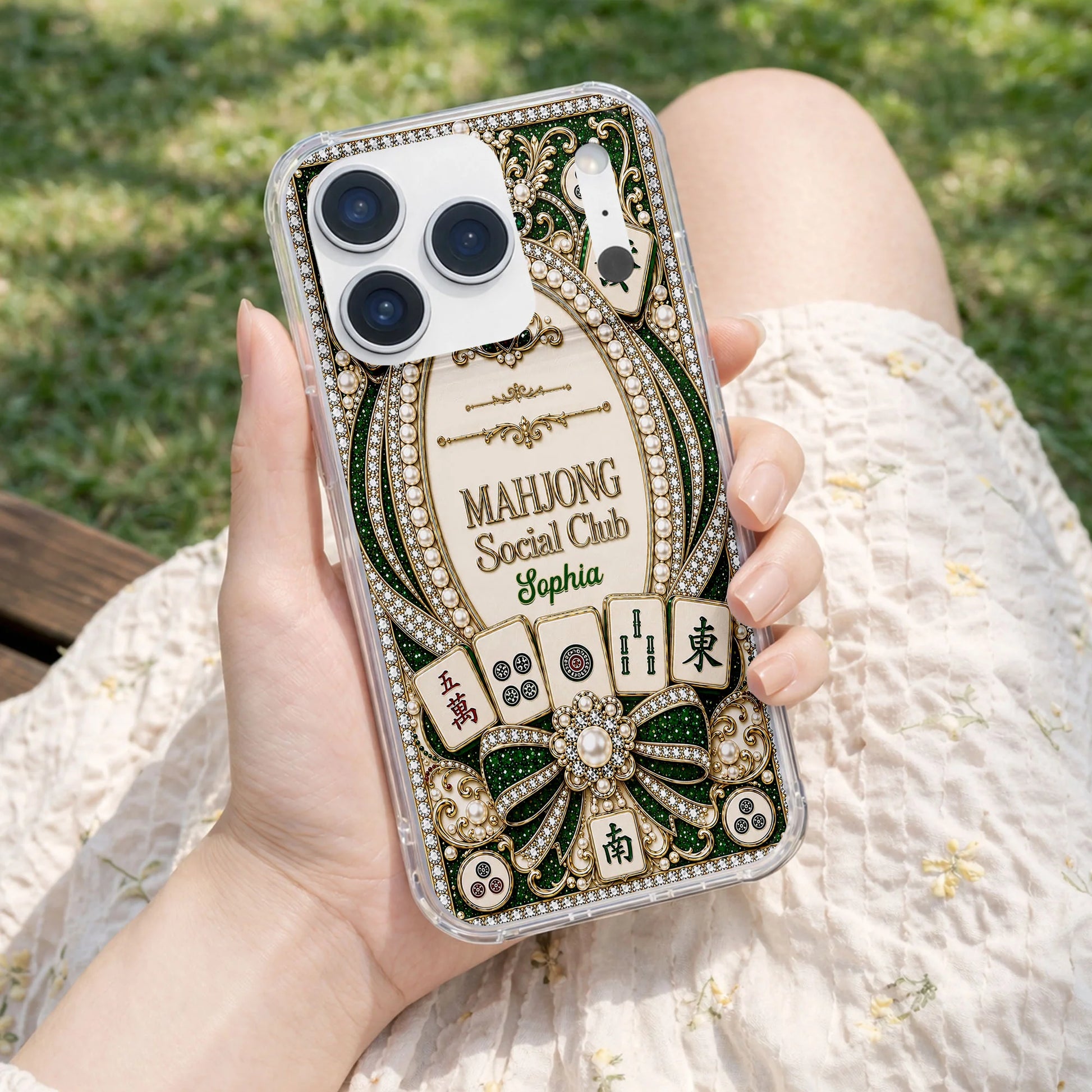 Personalized Mahjong Clear Phone Case for Mom with personalized design details for meaningful gifting image 9