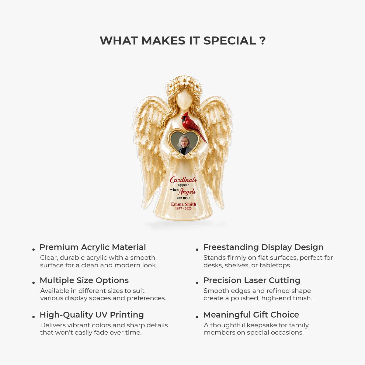 Cardinals Appear When Angels Are Near - Personalized Acrylic Plaque for Family Memorial Gift