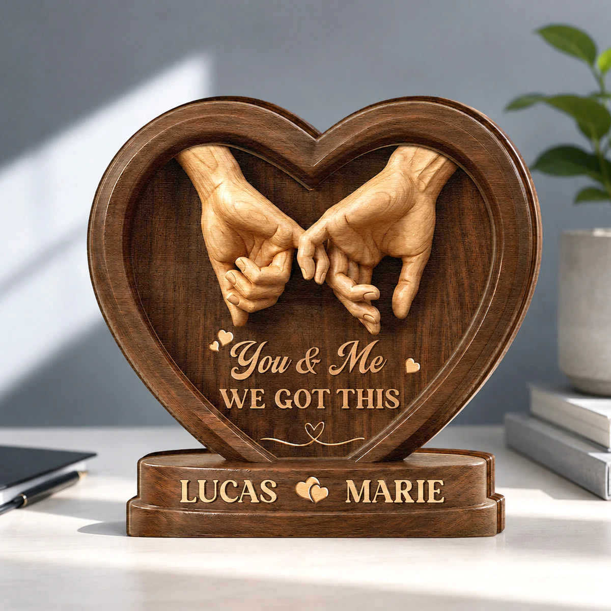 Custom Couples Wooden Plaque for Wife with personalized design details for meaningful gifting