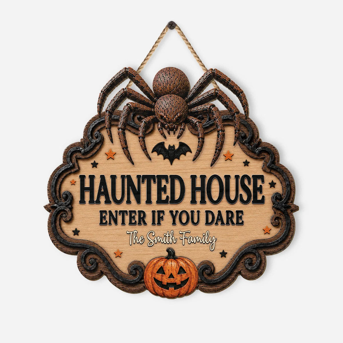 Enter If You Dare Haunted House Wood Sign - Personalized Halloween Gift for Family