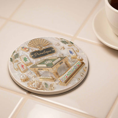 Mug material and size view - Custom Mahjong Ceramic Coaster