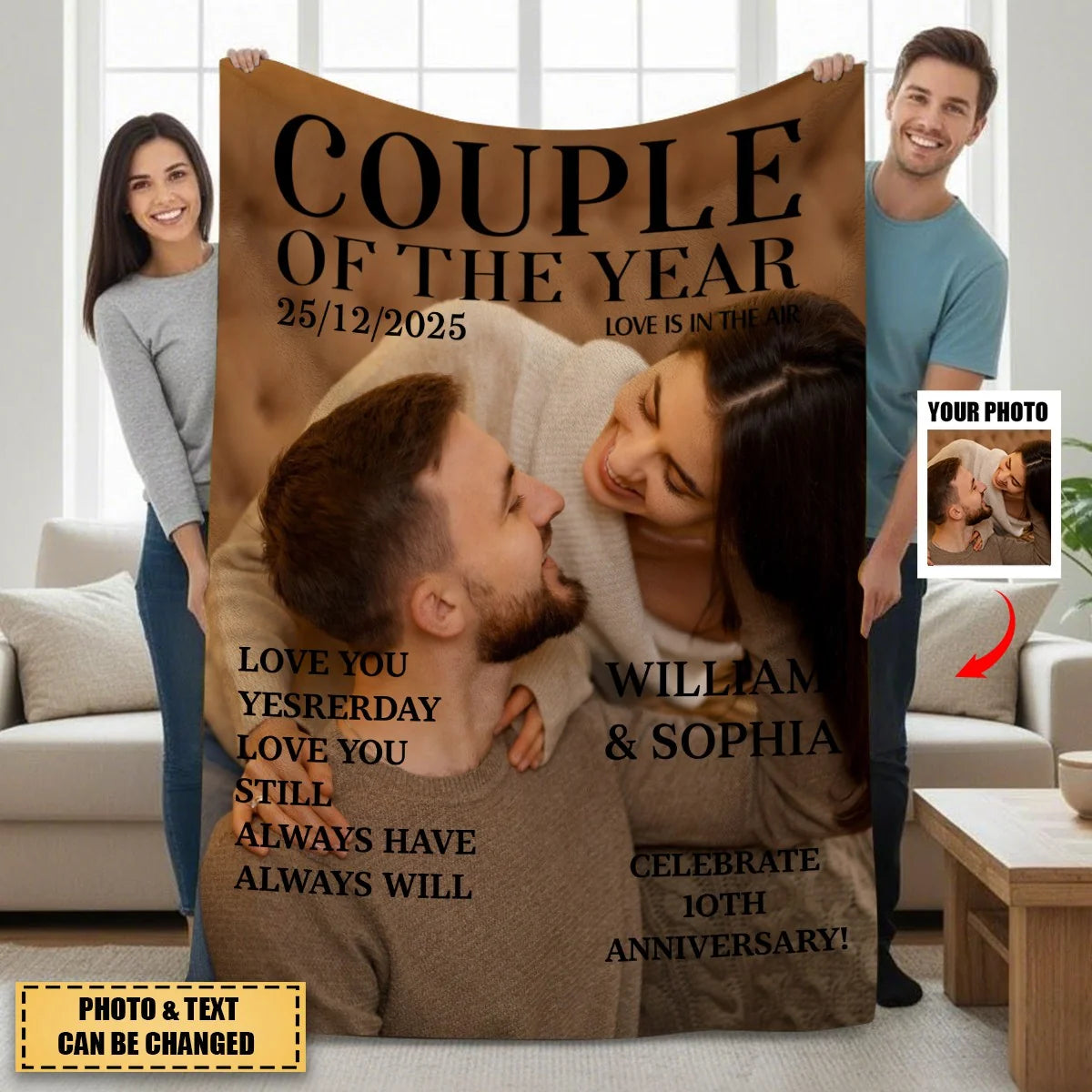 Couple Of The Year Magazine Cover Personalized Blanket - Custom Photo Anniversary Gift