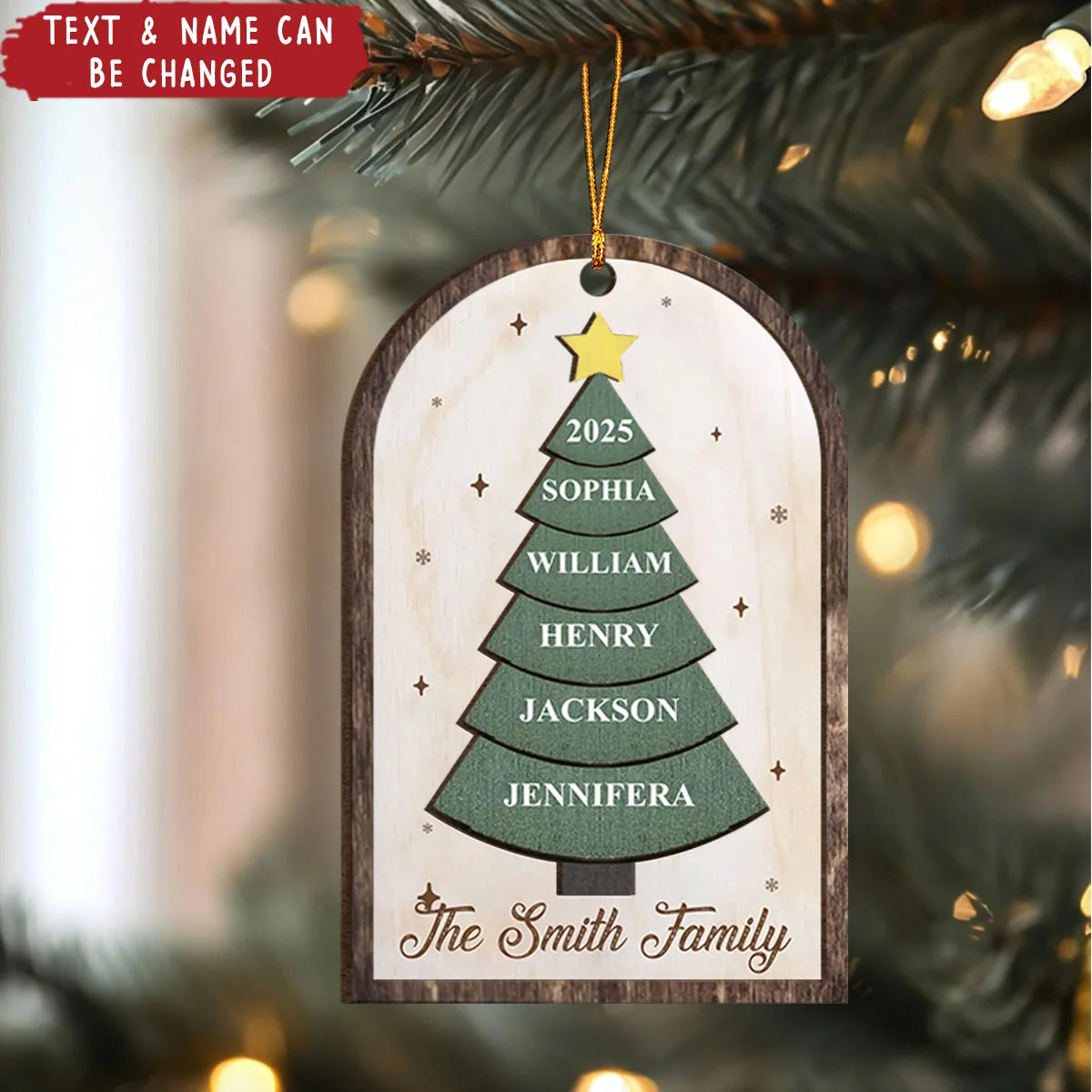 Personalized Christmas Tree Family Love Wooden Ornament - Custom Holiday Keepsake