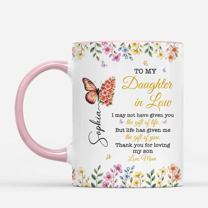 Thank You For Loving My Son Personalized Mug - Custom Daughter-in-Law Floral Ceramic Cup