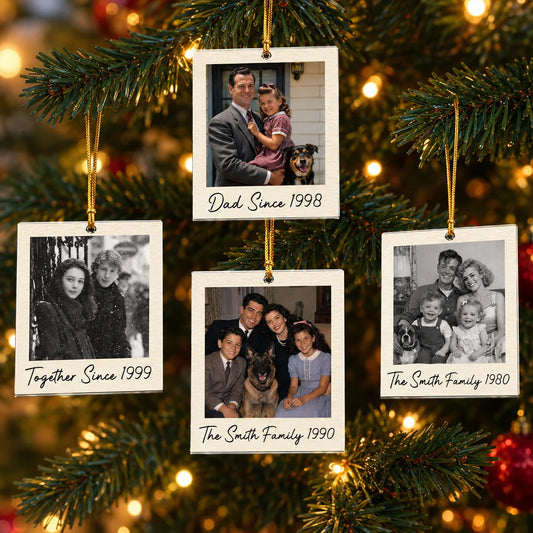 Personalized Polaroid Photo Christmas Ornament - Custom Vintage Family Acrylic Keepsake Gift