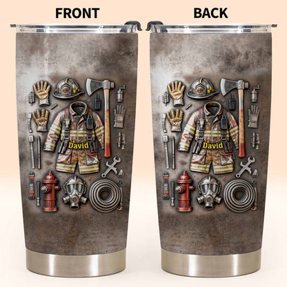 Personalized firefighter gifts custom stainless steel tumbler featuring firefighter gear and custom name print image 7
