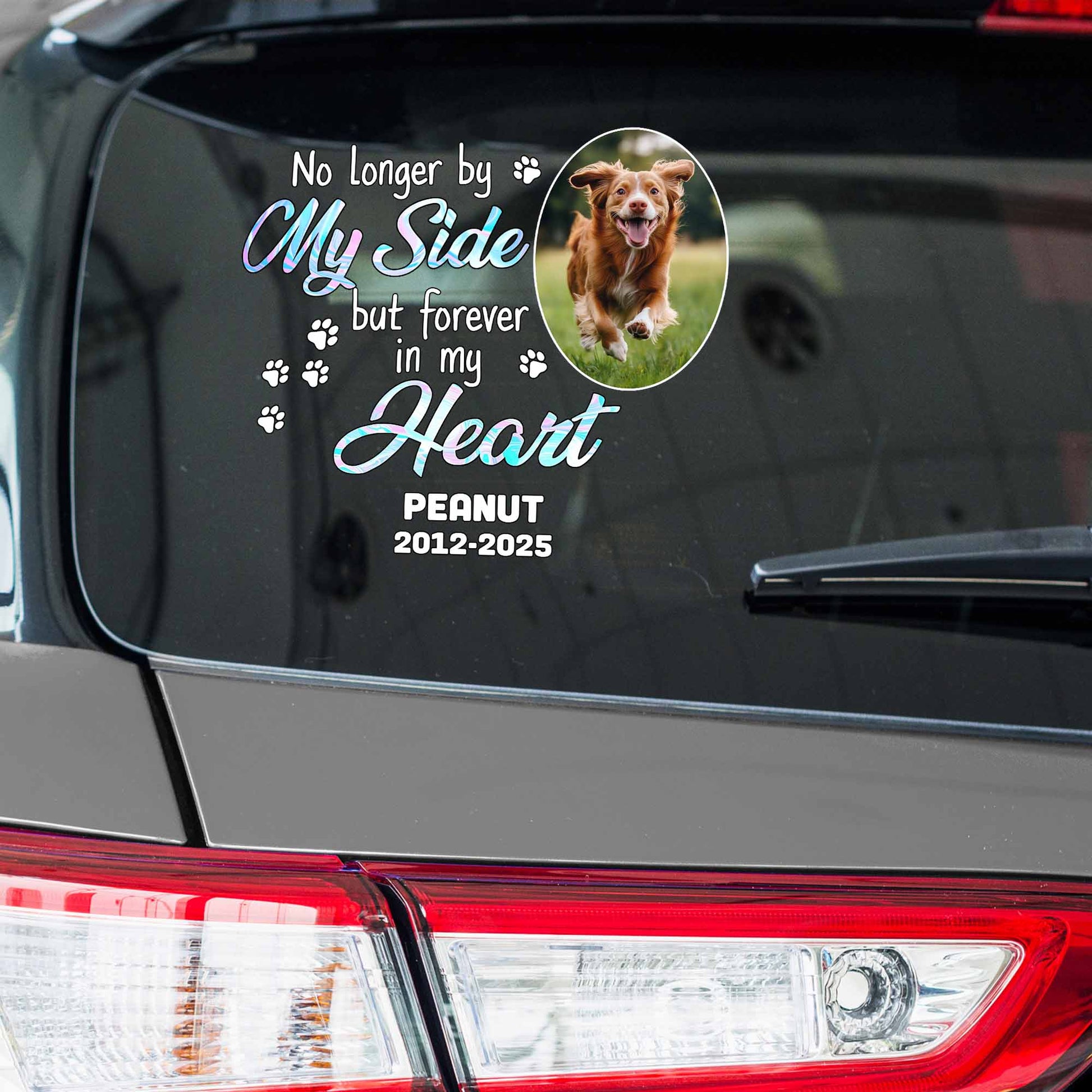 Personalized pet memorial decal with custom dog photo print and pet name for car window image 7