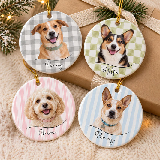 Custom Dog Photo Pattern Ceramic Ornament - Personalized Pet Keepsake Gift for Pet Lovers