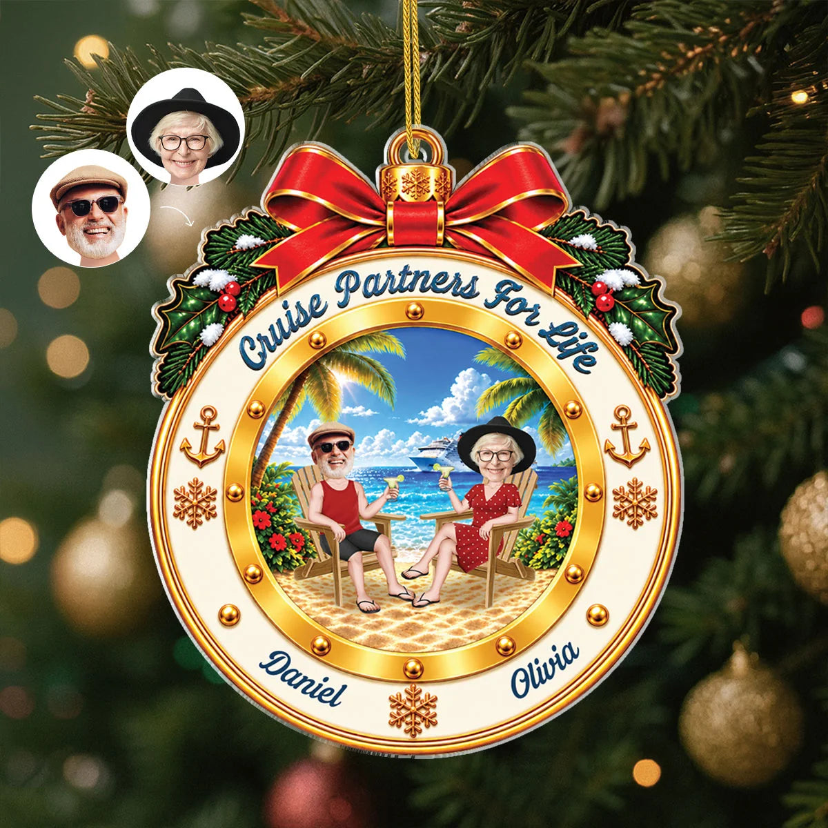 Cruise Partners For Life Personalized Acrylic Ornament - Custom Cruise Vacation Keepsake Christmas Gift for Couples