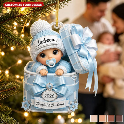 Baby's 1st Christmas Personalized Acrylic Ornament - Custom Newborn Holiday Keepsake Gift