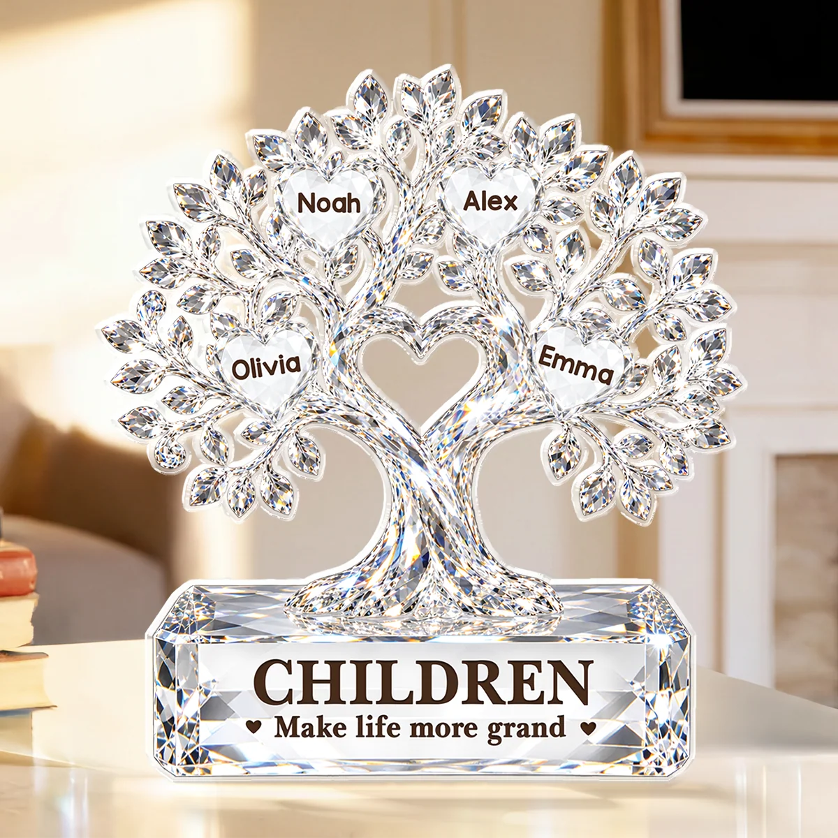 Grandkids Make Life More Grand - Personalized Family Tree Acrylic Plaque Keepsake for Grandma
