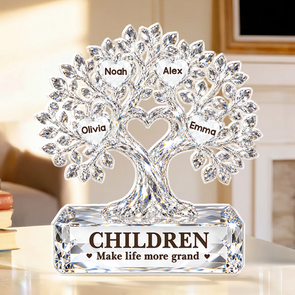Grandkids Make Life More Grand - Personalized Family Tree Acrylic Plaque Keepsake for Grandma