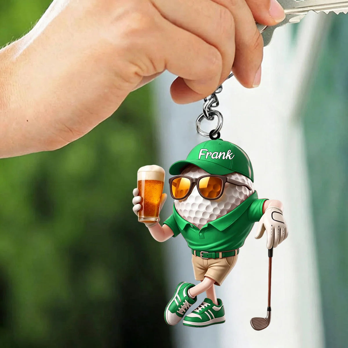 Funny Beer Golf Personalized Acrylic Keychain - Custom Name 19th Hole Keepsake for Golf Lovers
