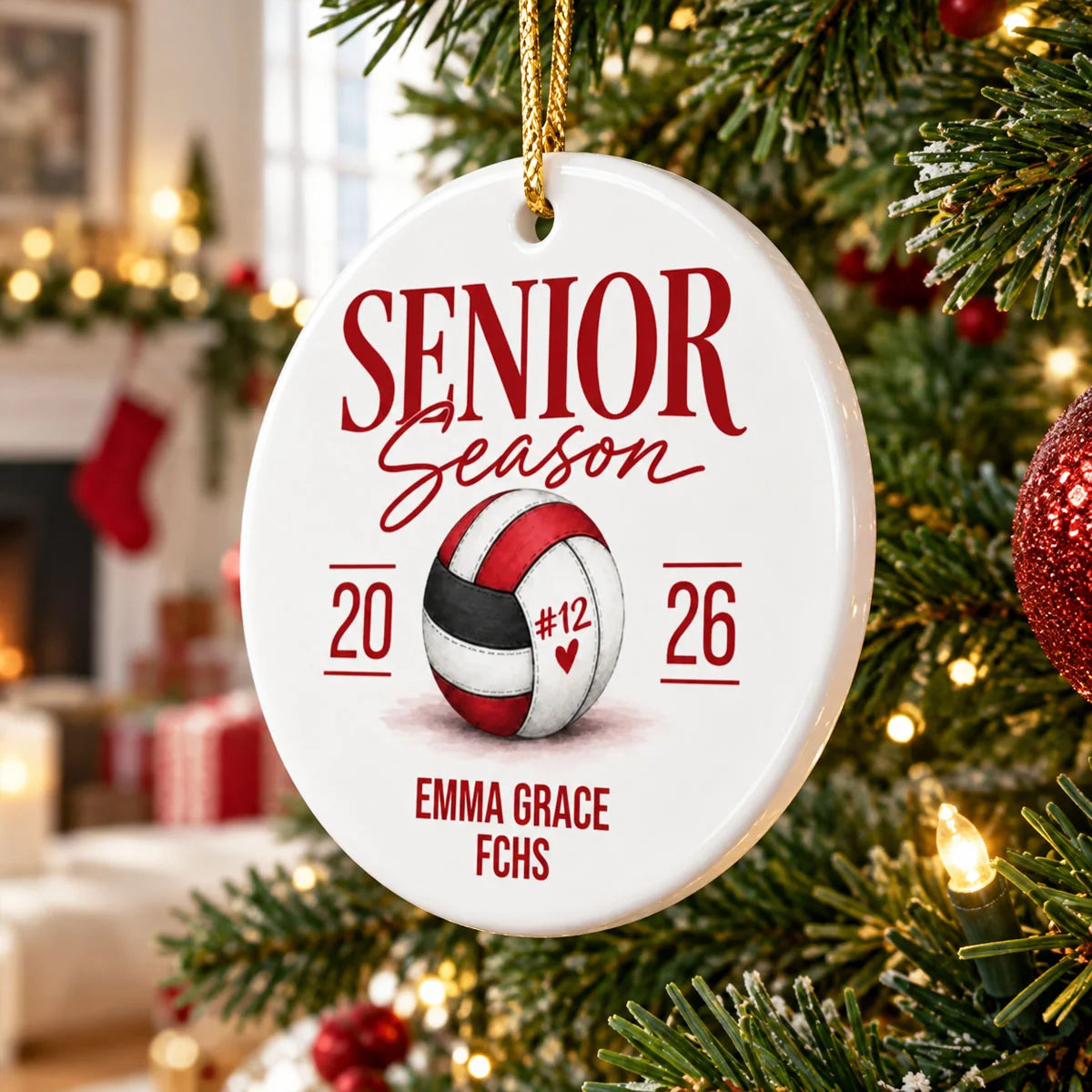 Senior Season Volleyball Personalized Ceramic Ornament - High School Senior Keepsake Gift