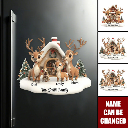 Custom Reindeer Family Decal - Personalized Christmas Holiday Sticker for Family Home Decor