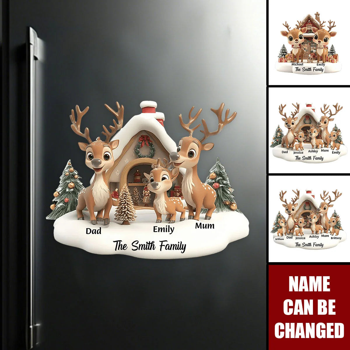 Custom Reindeer Family Decal - Personalized Christmas Holiday Sticker for Family Home Decor
