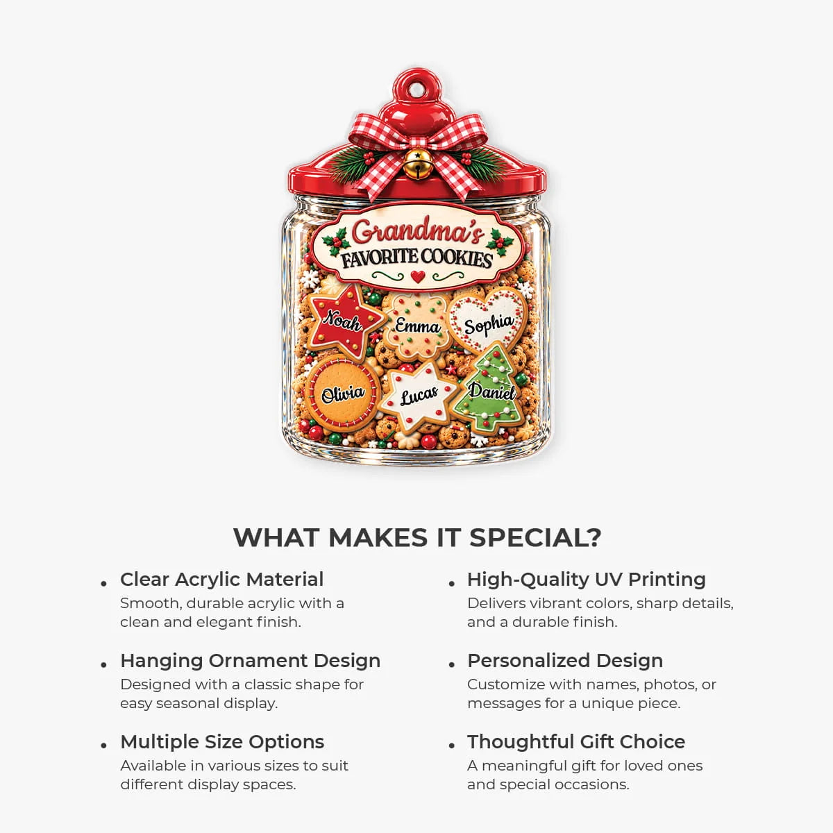 Grandma's Favorite Cookies Personalized Acrylic Ornament - Christmas Keepsake for Mom