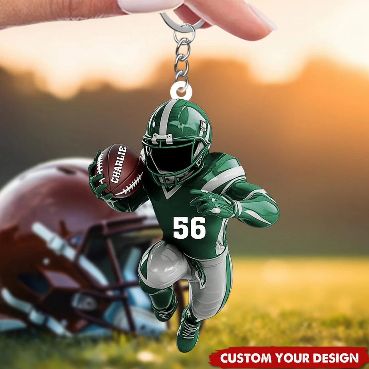 Personalized American Football Acrylic Keychain - Custom Name & Number Gift