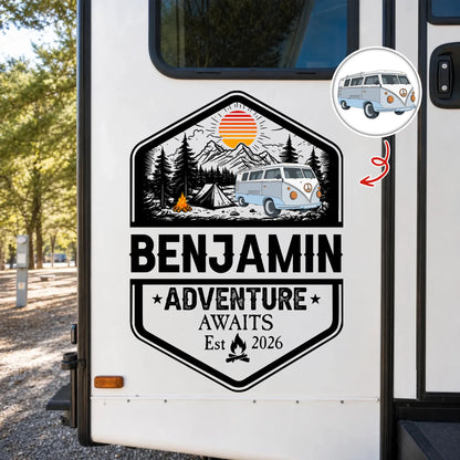 Personalized Family Adventures RV Decal - Custom Gift For Campers