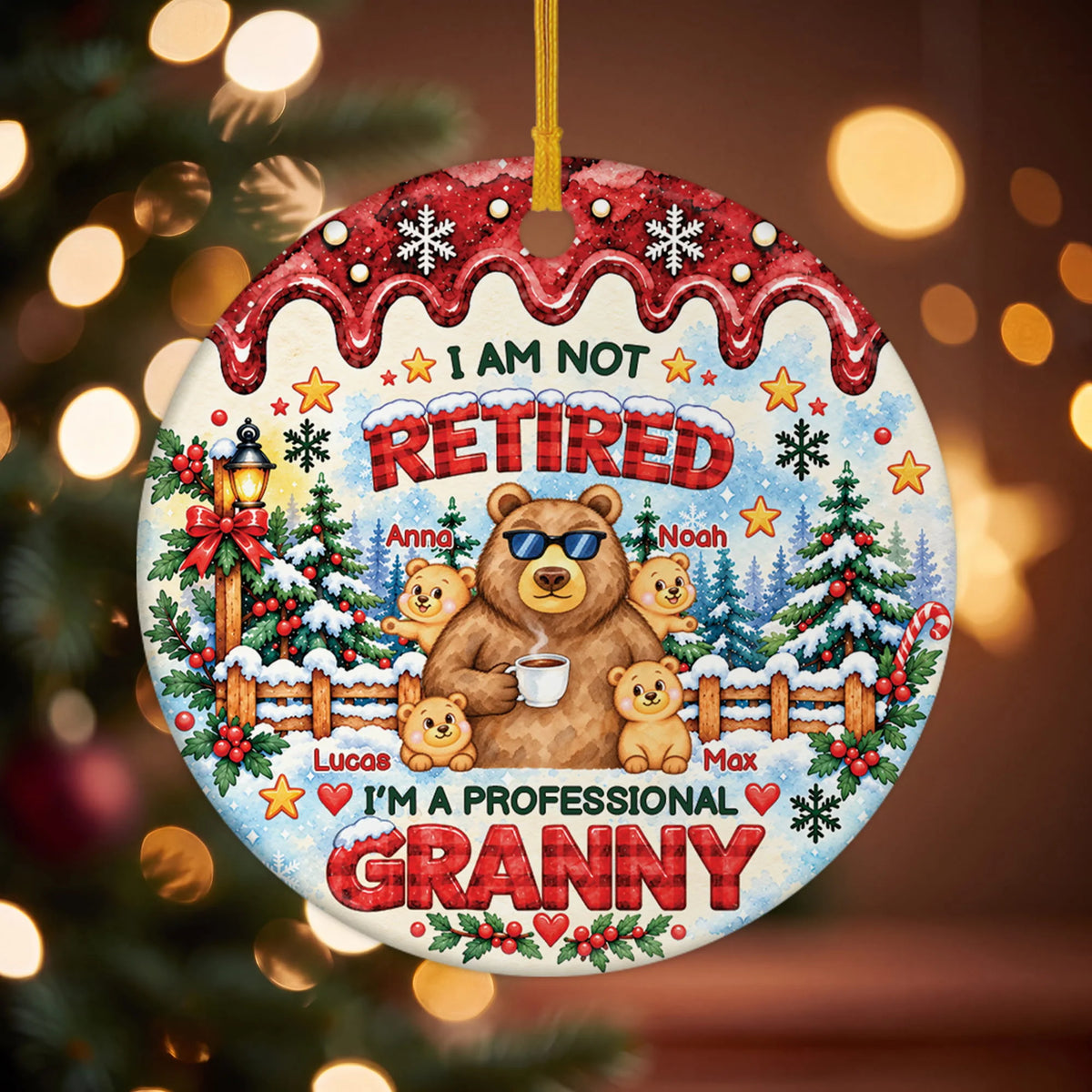 I Am Not Retired Personalized Ceramic Ornament - Funny Christmas Keepsake Gift for Grandpa Grandma