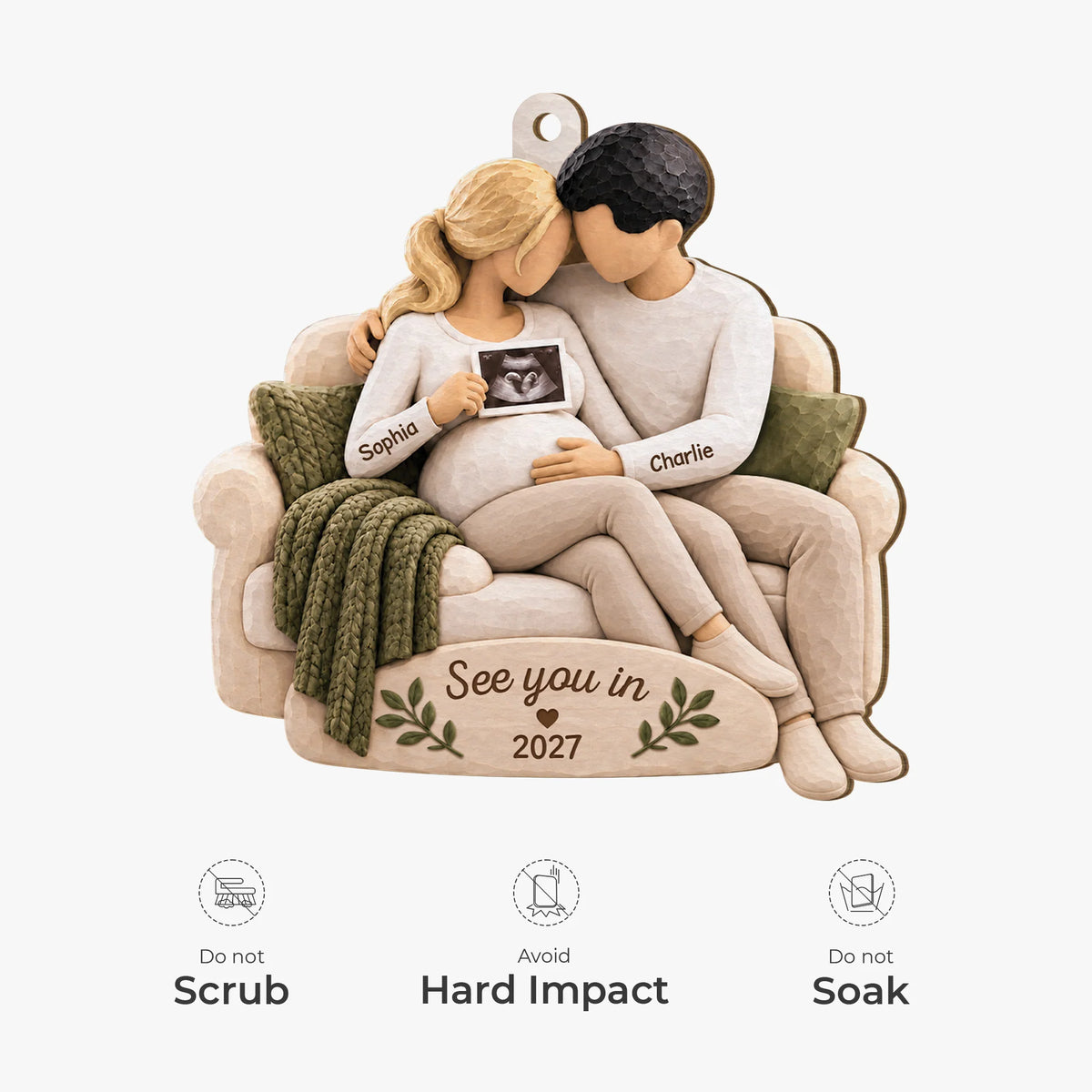 See You In 2027 Personalized Ultrasound Wood Ornament - Custom Pregnancy Announcement Keepsake Gift for Parents-to-Be