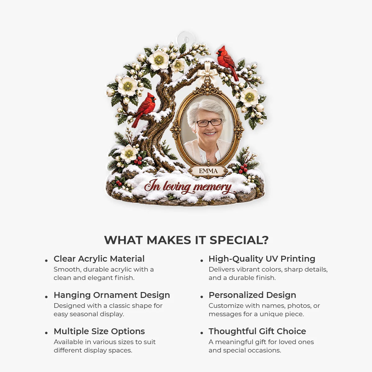 I'm Always With You Personalized Photo Acrylic Ornament - Family Memorial Remembrance Gift