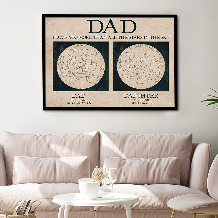 Custom Father Daughter Gift | Father and Daughter Star Map
