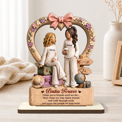 Besties Forever Personalized Wooden Plaque - Custom BFF Gift for Best Friend