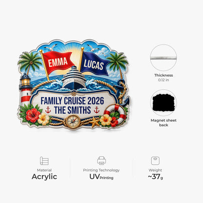 Family Cruise 2026 Personalized Acrylic Magnet - Family Vacation Door Decor