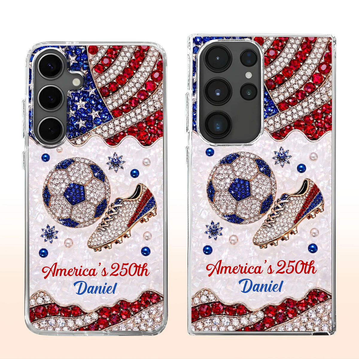 America's 250th Anniversary Personalized Clear Phone Case - Custom Gift for Soccer Lovers