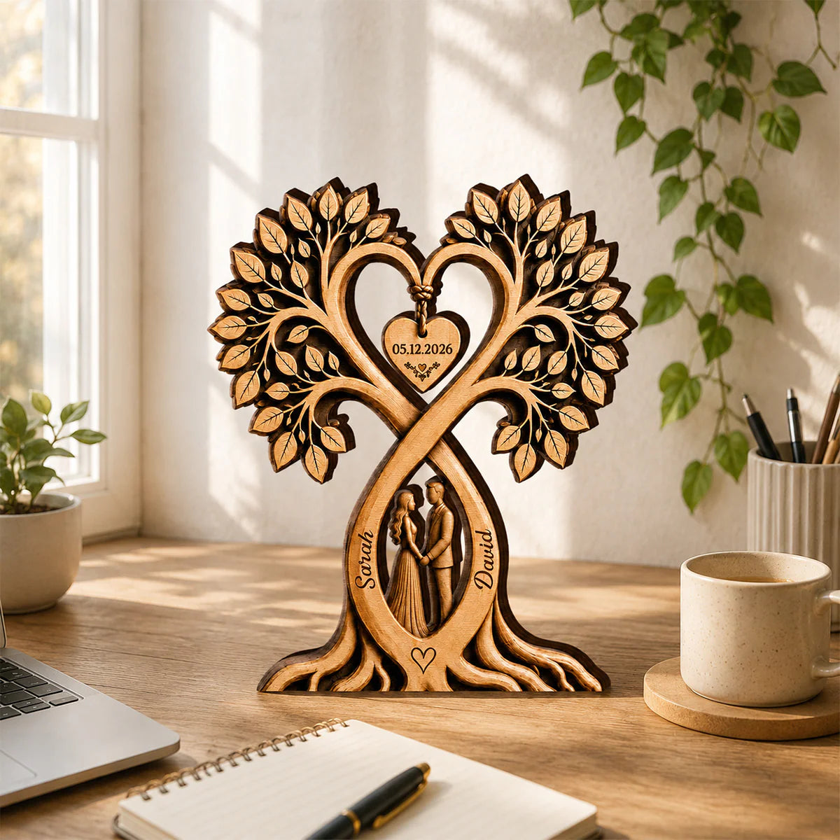 Custom Couples Anniversary Wooden Plaque for Wife with personalized design details for meaningful gifting image 7
