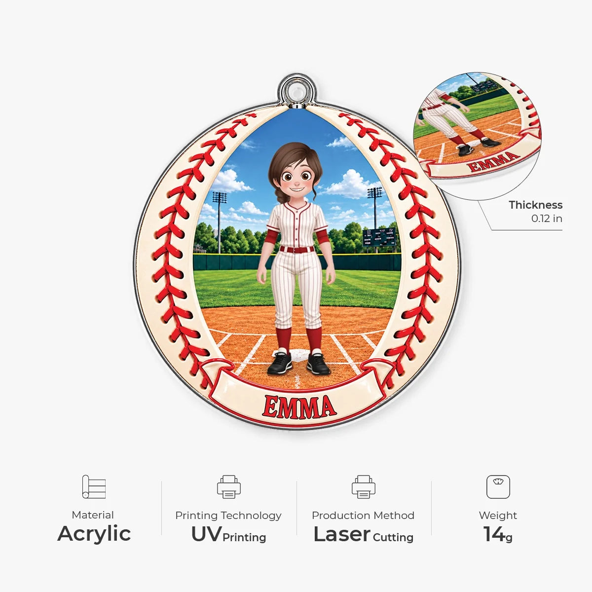 Personalized Sport Player Acrylic Ornament - Custom Keepsake for Youth Athletes
