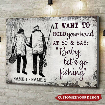 Custom Fishing Couple Canvas personalization view for Wife