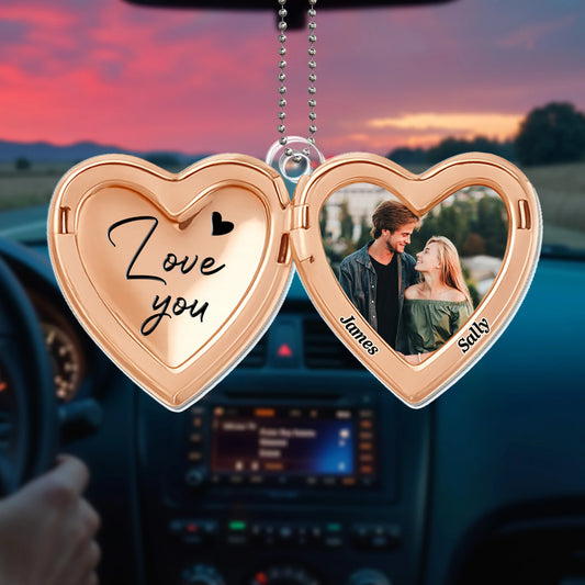 Love You Heart Shaped Photo Ornament