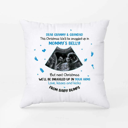 Dear Mommy & Daddy This Christmas Snuggled Up In Mommy's Belly - Personalized Ultrasound Pillow for Expecting Parents