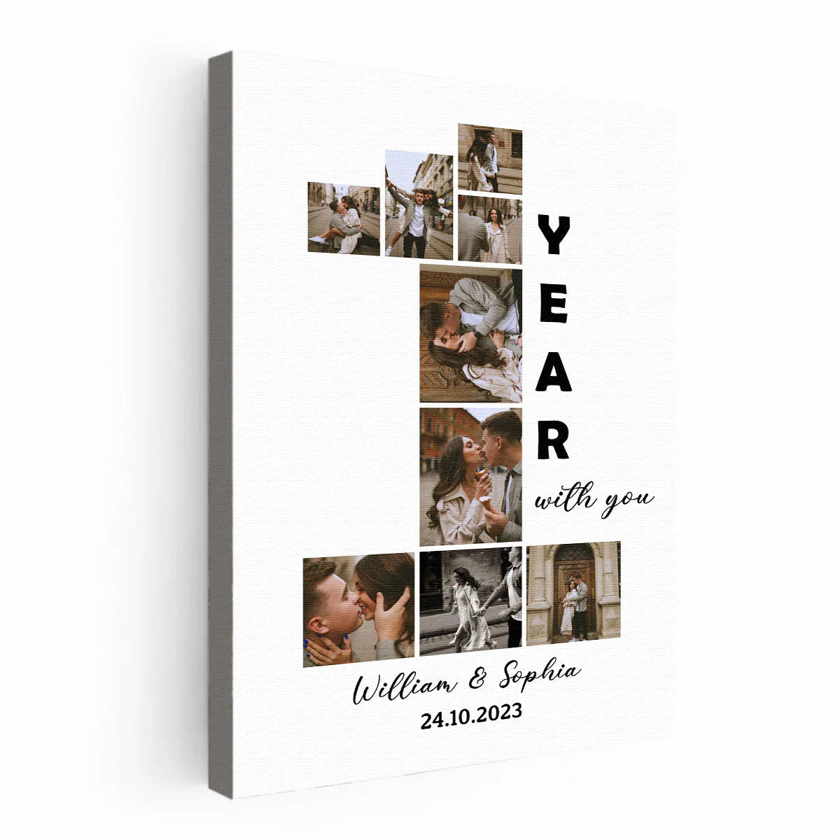 Custom 1 Year Anniversary Photo Canvas personalization view for Couples
