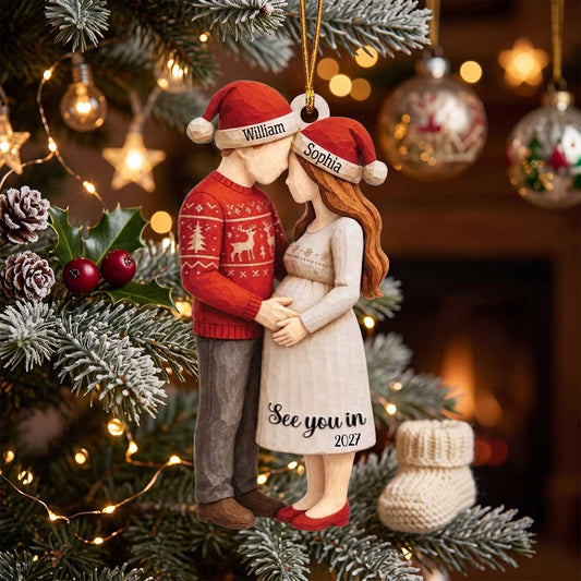 See You In 2027 Personalized Wooden Ornament - Christmas Gift for Expecting Couples
