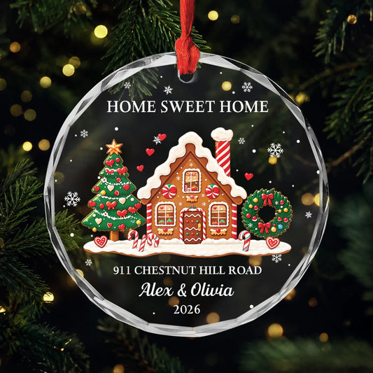 "First Christmas In Our New Home" Personalized Glass Ornament - Custom Housewarming Keepsake Gift