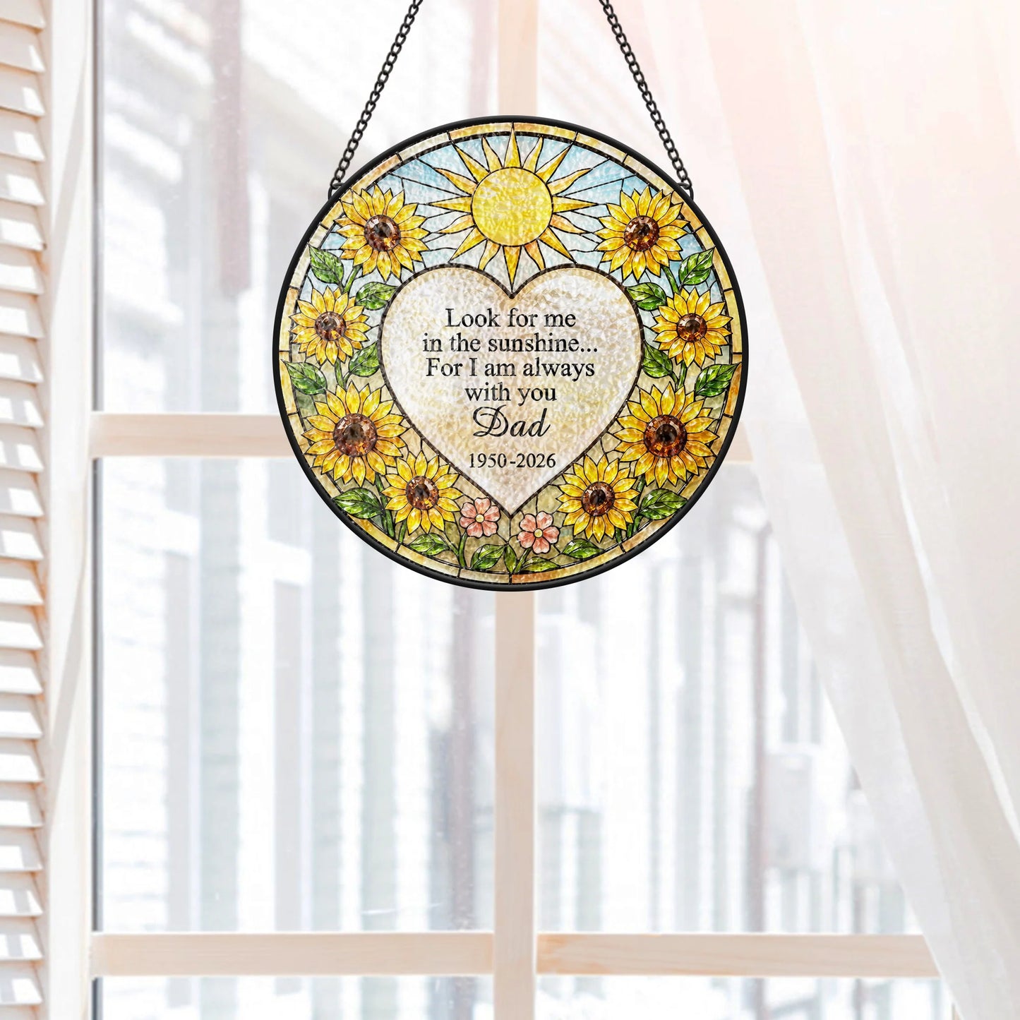 Look For Me In The Sunshine - Personalized Memorial Stained Glass Suncatcher