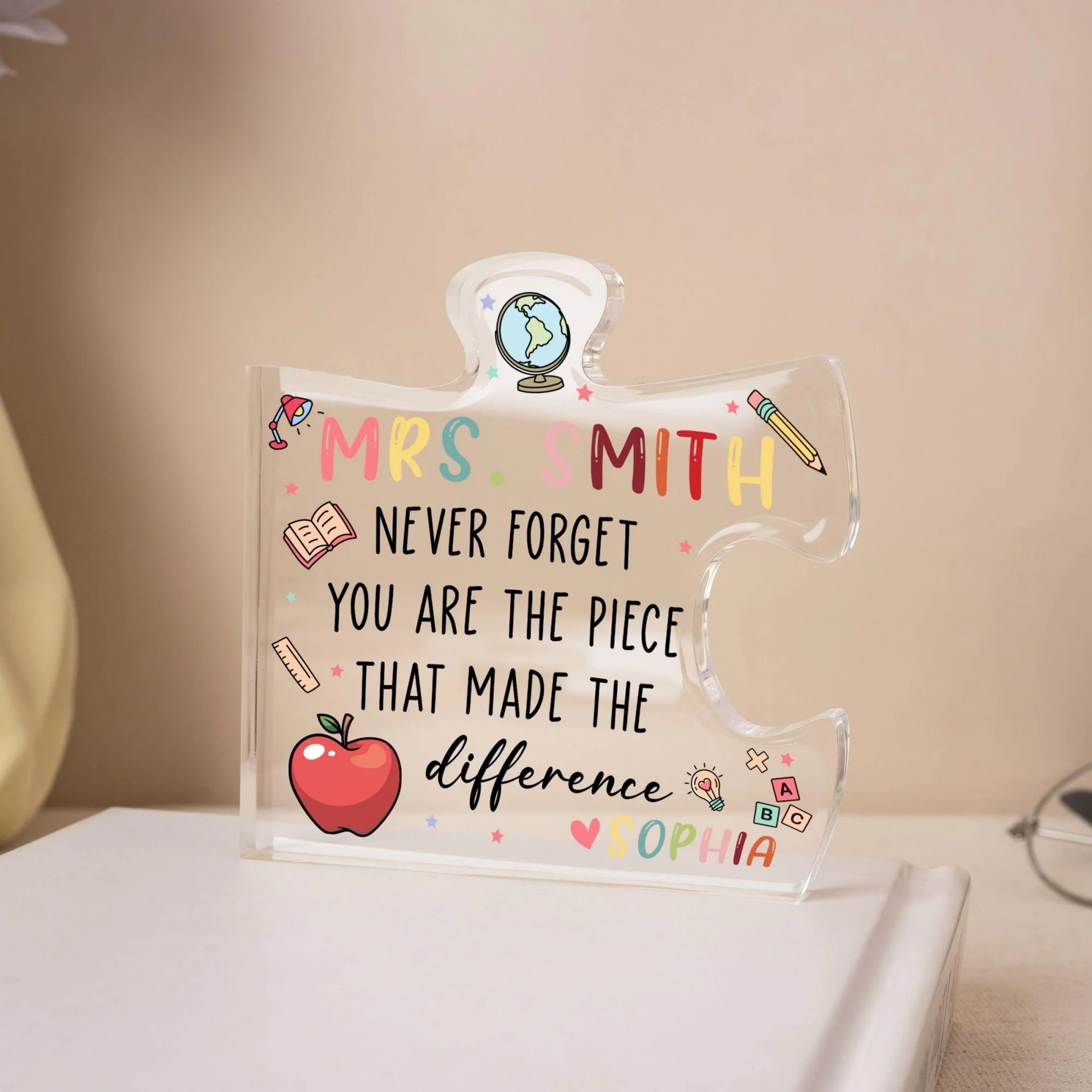Plaque material and size view - Personalized Teacher Acrylic Plaque