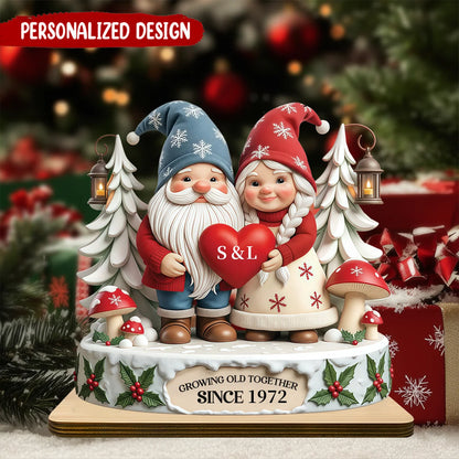 Growing Old Together Since Personalized Wooden Plaque - Anniversary Christmas Gift for Couples